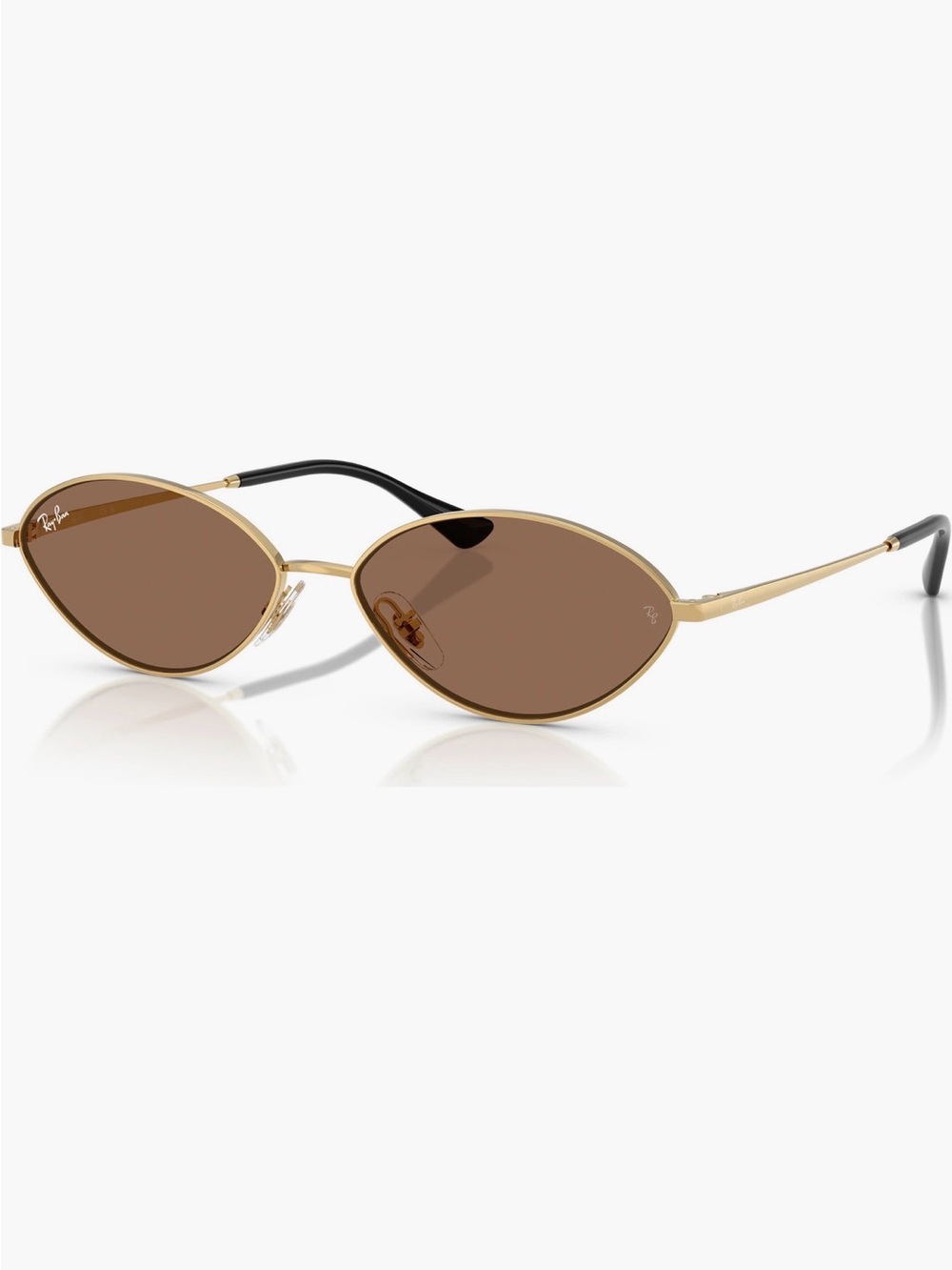 Ray-Ban Kai 56mm Oval Unisex Gold Frame Sunglasses with Brown Lenses - Picture 6 of 8